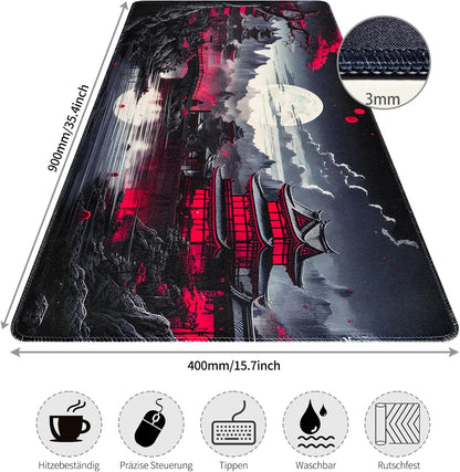 XXL Gaming Mousepad decorated in Dark/Red Japan Style